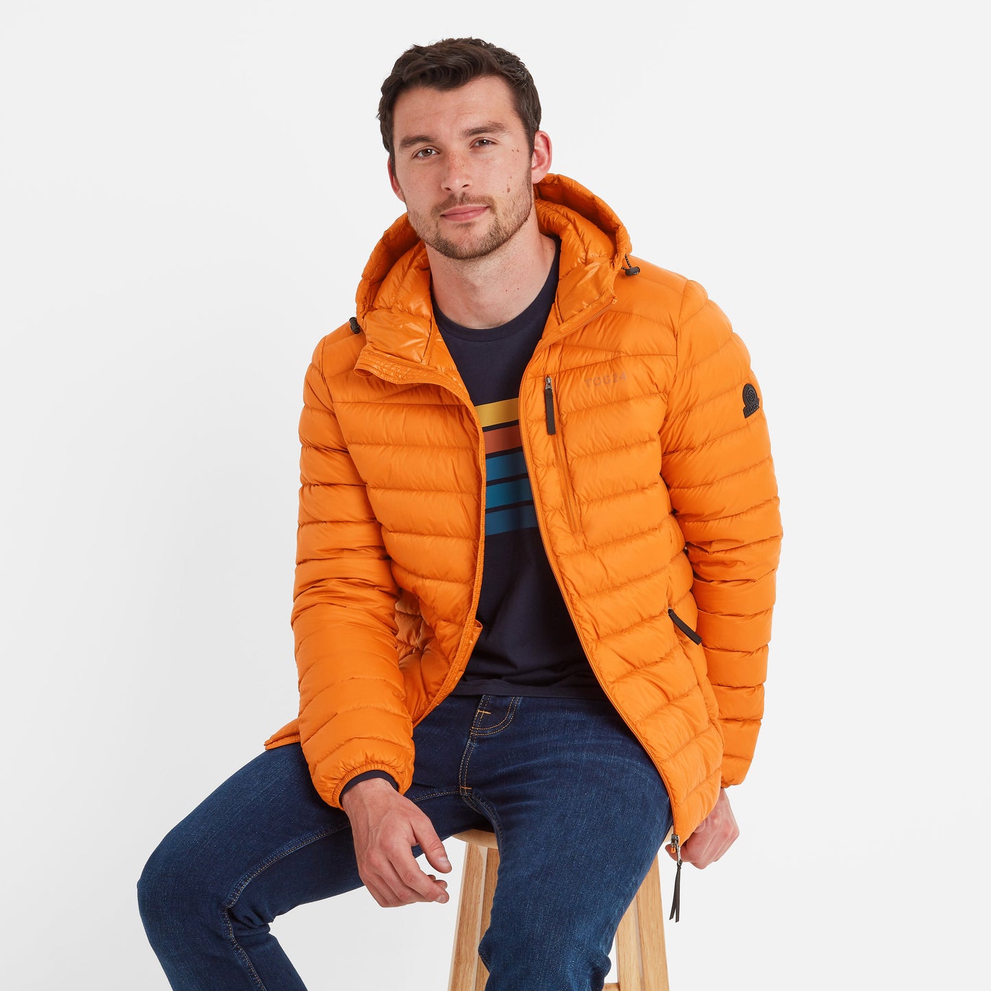 North Mens RDS Certified Down Hooded Jacket - Dark Orange