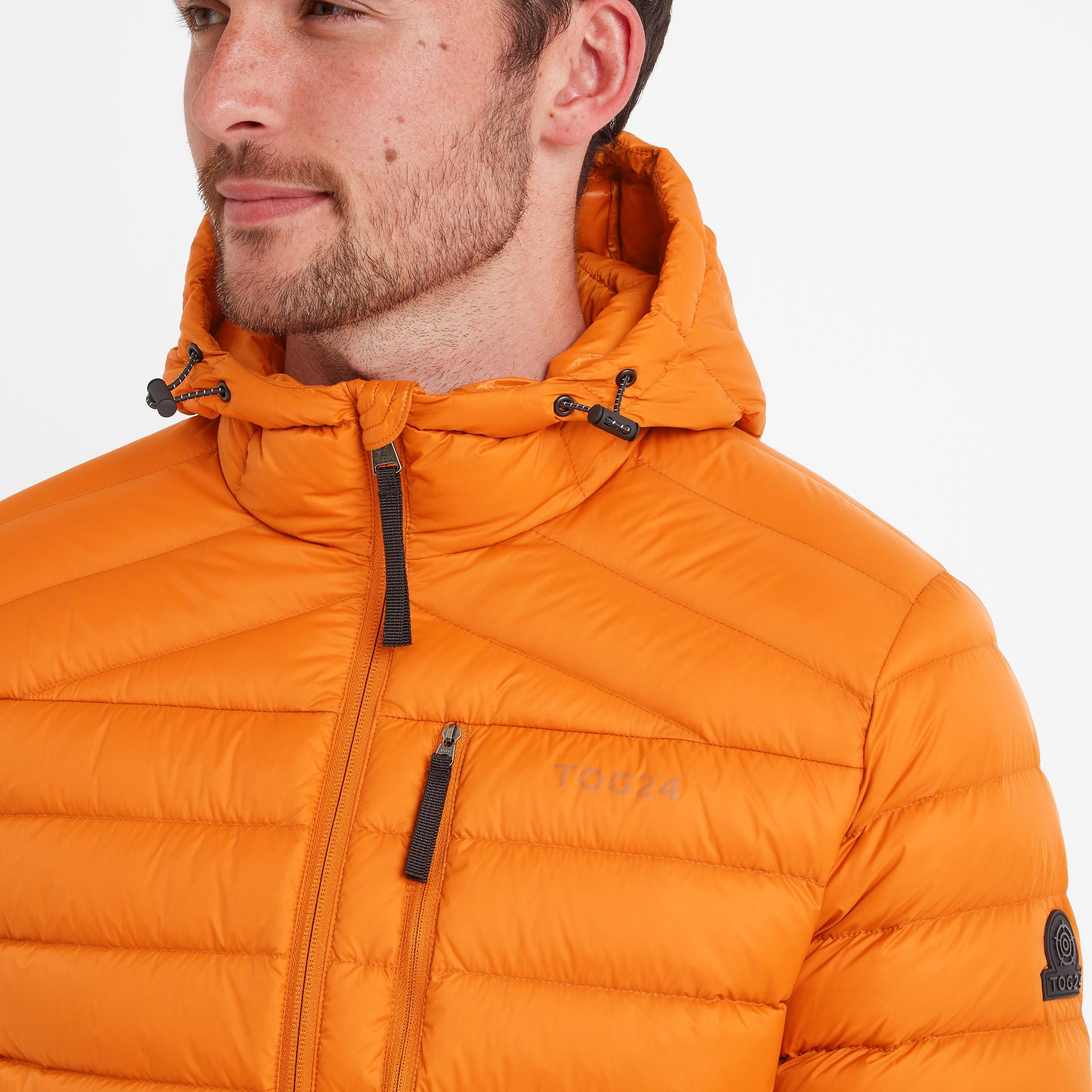 North Mens RDS Certified Down Hooded Jacket - Dark Orange