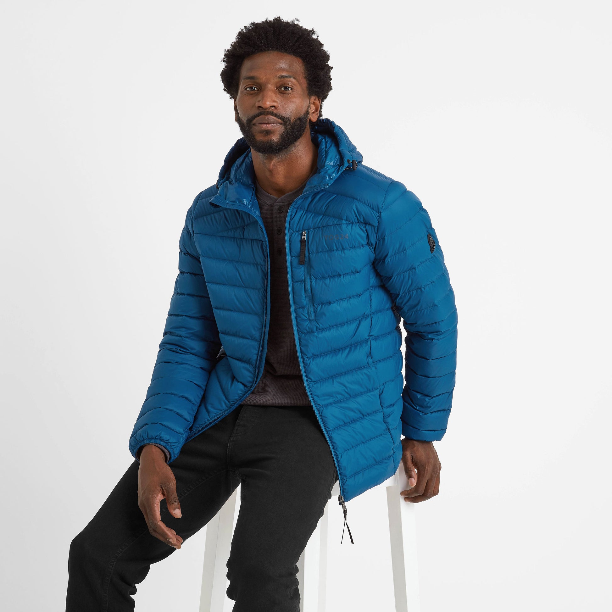 North Mens RDS Certified Down Hooded Jacket - Marine Blue