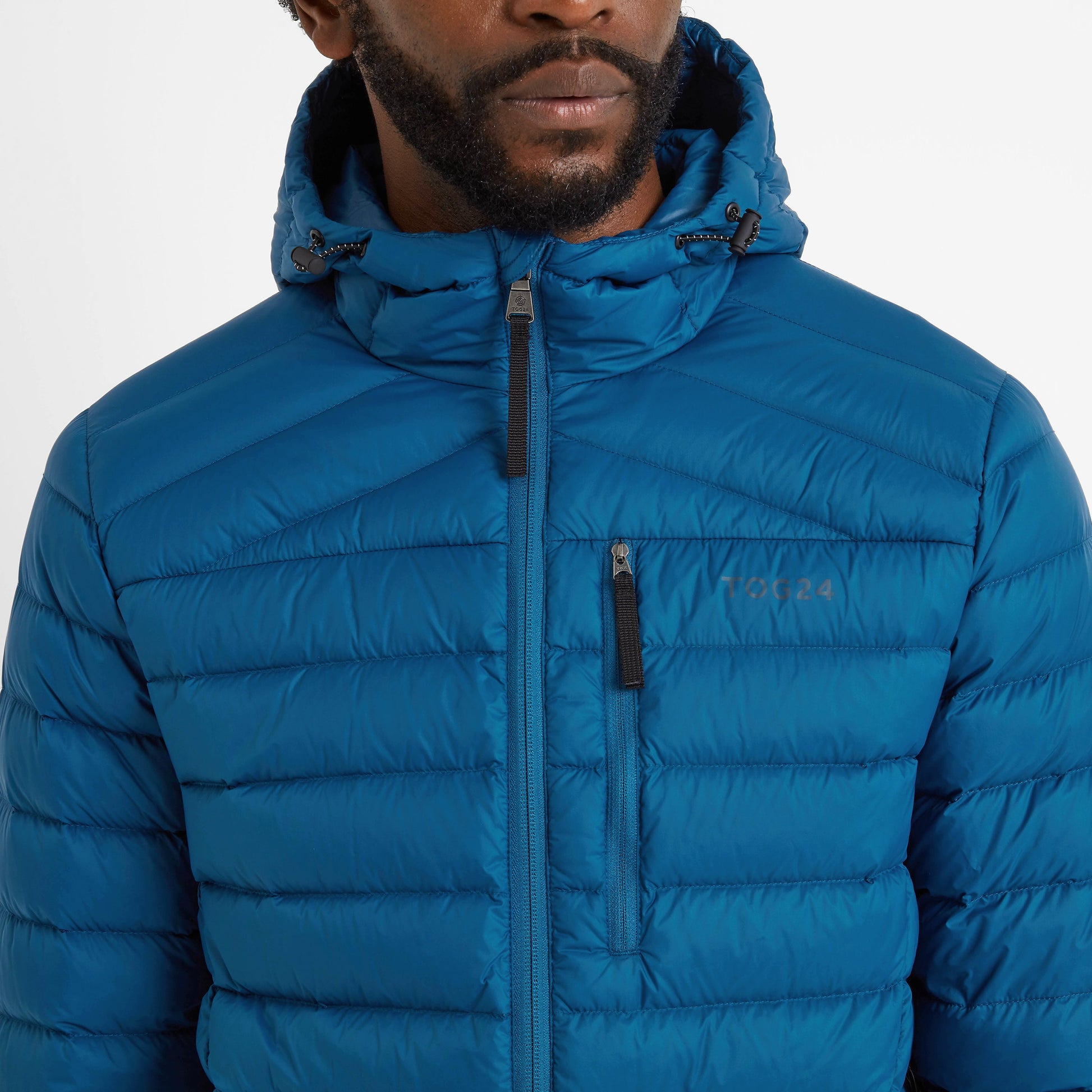 North Mens RDS Certified Down Hooded Jacket - Marine Blue