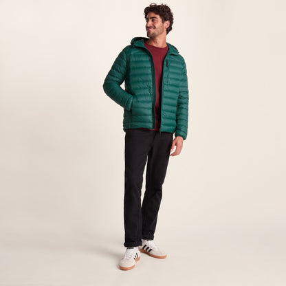 North Mens RDS Certified Down Hooded Jacket - Evergreen