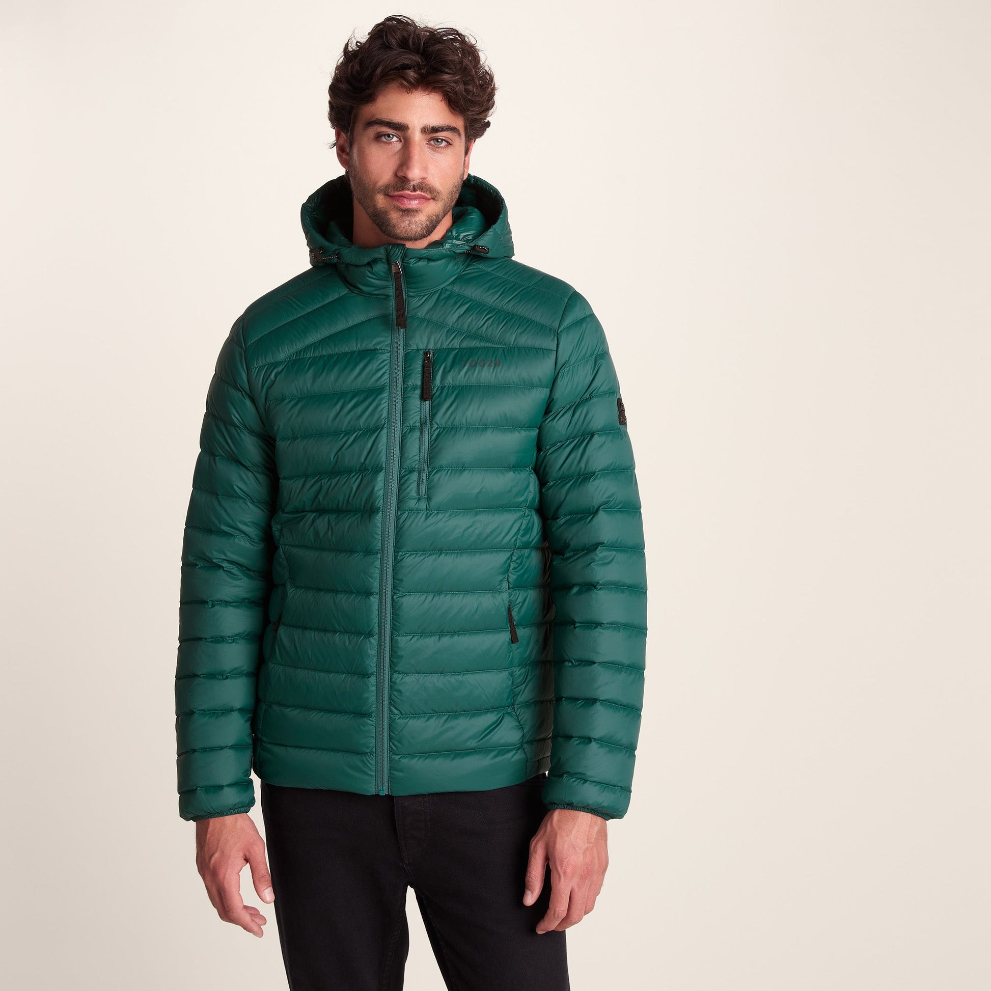 North Mens RDS Certified Down Hooded Jacket - Evergreen