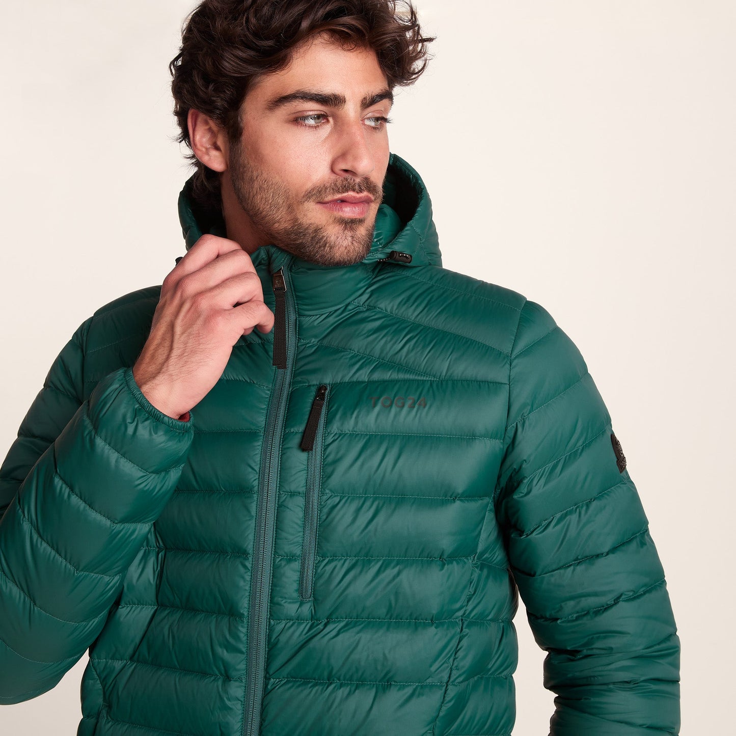 North Mens RDS Certified Down Hooded Jacket - Evergreen