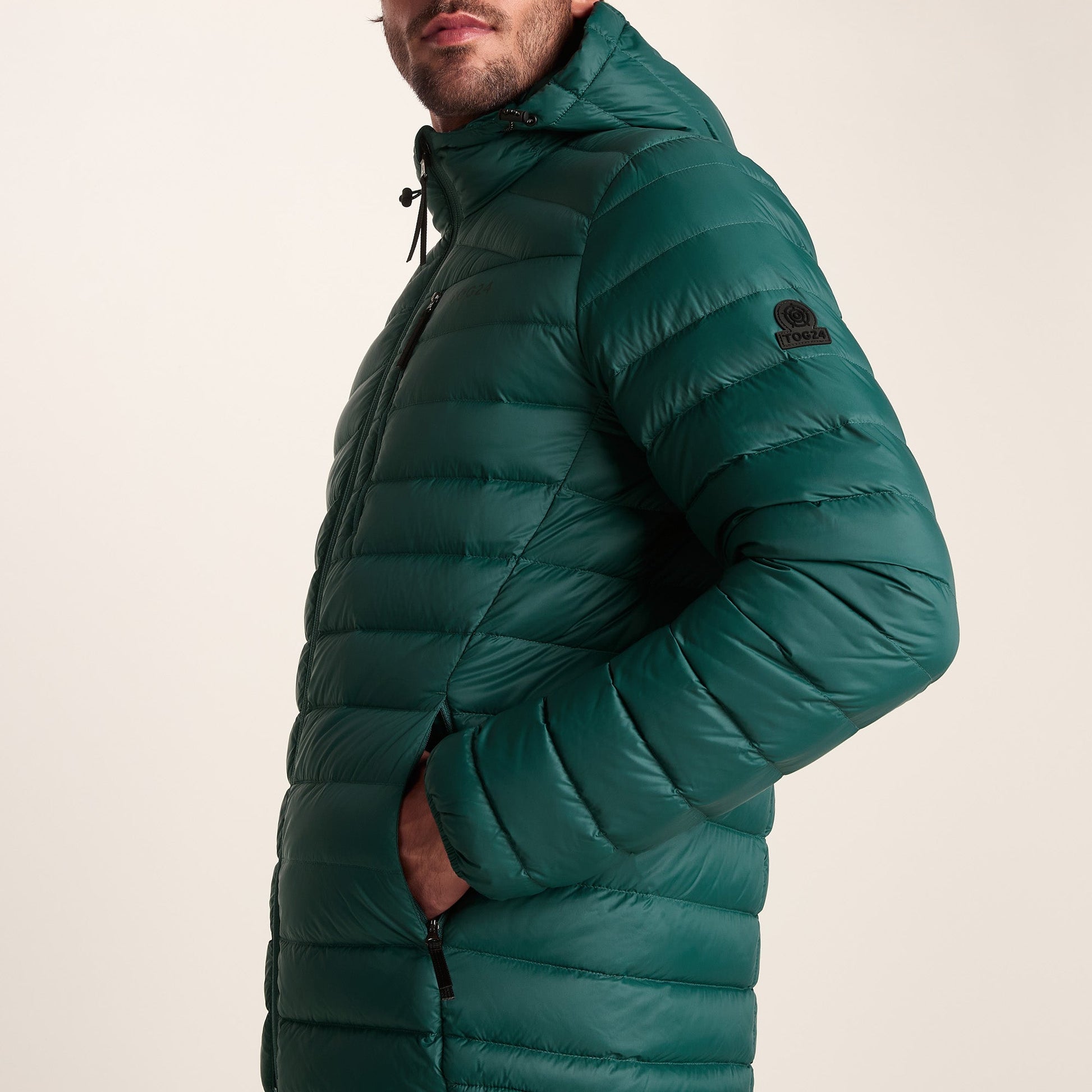 North Mens RDS Certified Down Hooded Jacket - Evergreen