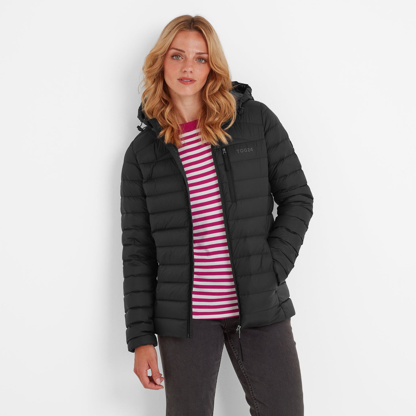 North Womens RDS Certified Down Hooded Jacket - Black