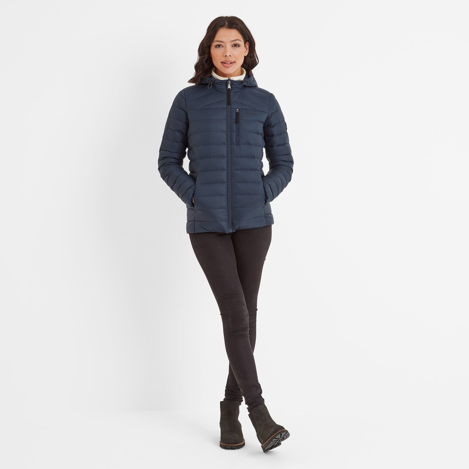 North Womens RDS Certified Down Hooded Jacket - Dark Indigo