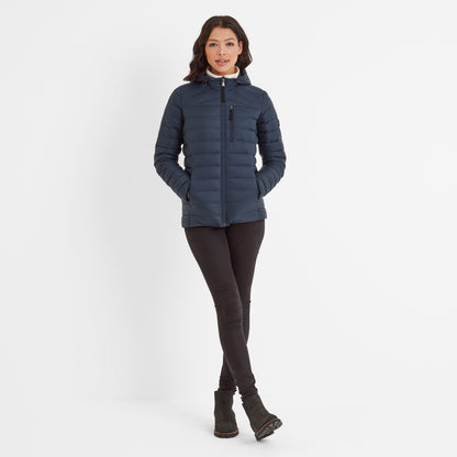 North Womens RDS Certified Down Hooded Jacket - Dark Indigo