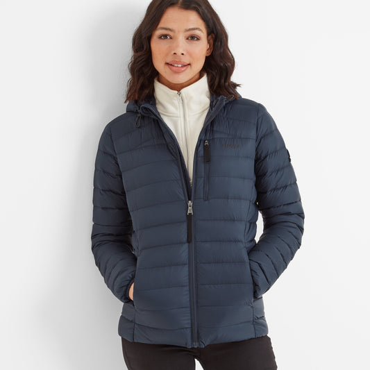 North Womens RDS Certified Down Hooded Jacket - Dark Indigo