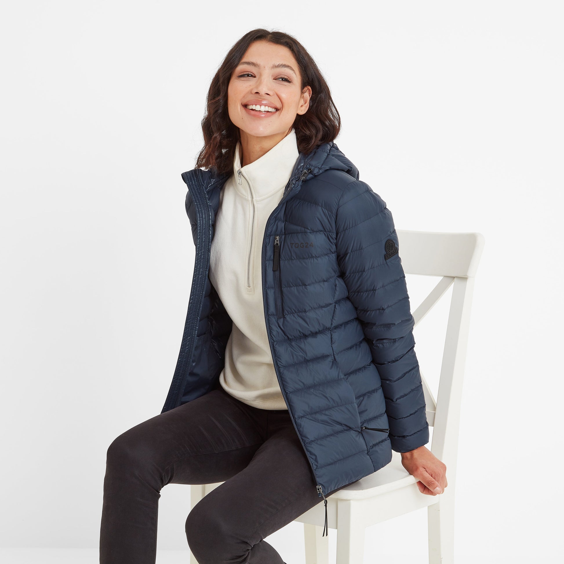 North Womens RDS Certified Down Hooded Jacket - Dark Indigo