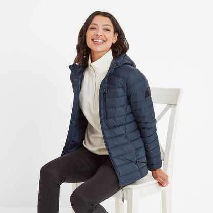 North Womens RDS Certified Down Hooded Jacket - Dark Indigo