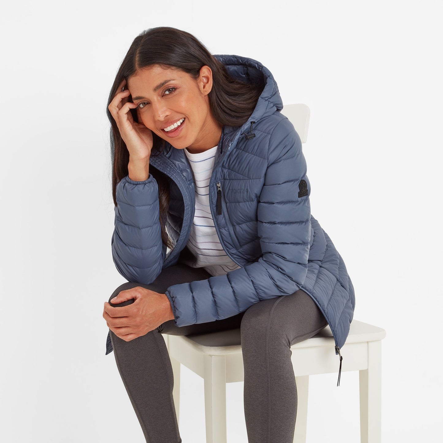 North Womens RDS Certified Down Hooded Jacket - Blue Stone
