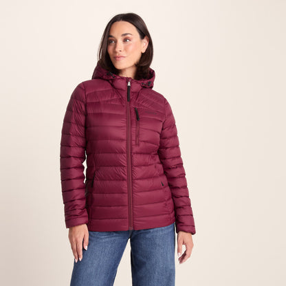 North Womens RDS Certified Down Hooded Jacket - Burgundy