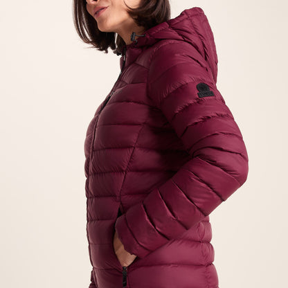 North Womens RDS Certified Down Hooded Jacket - Burgundy