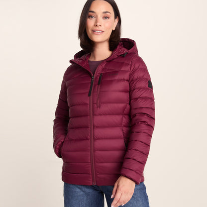 North Womens RDS Certified Down Hooded Jacket - Burgundy