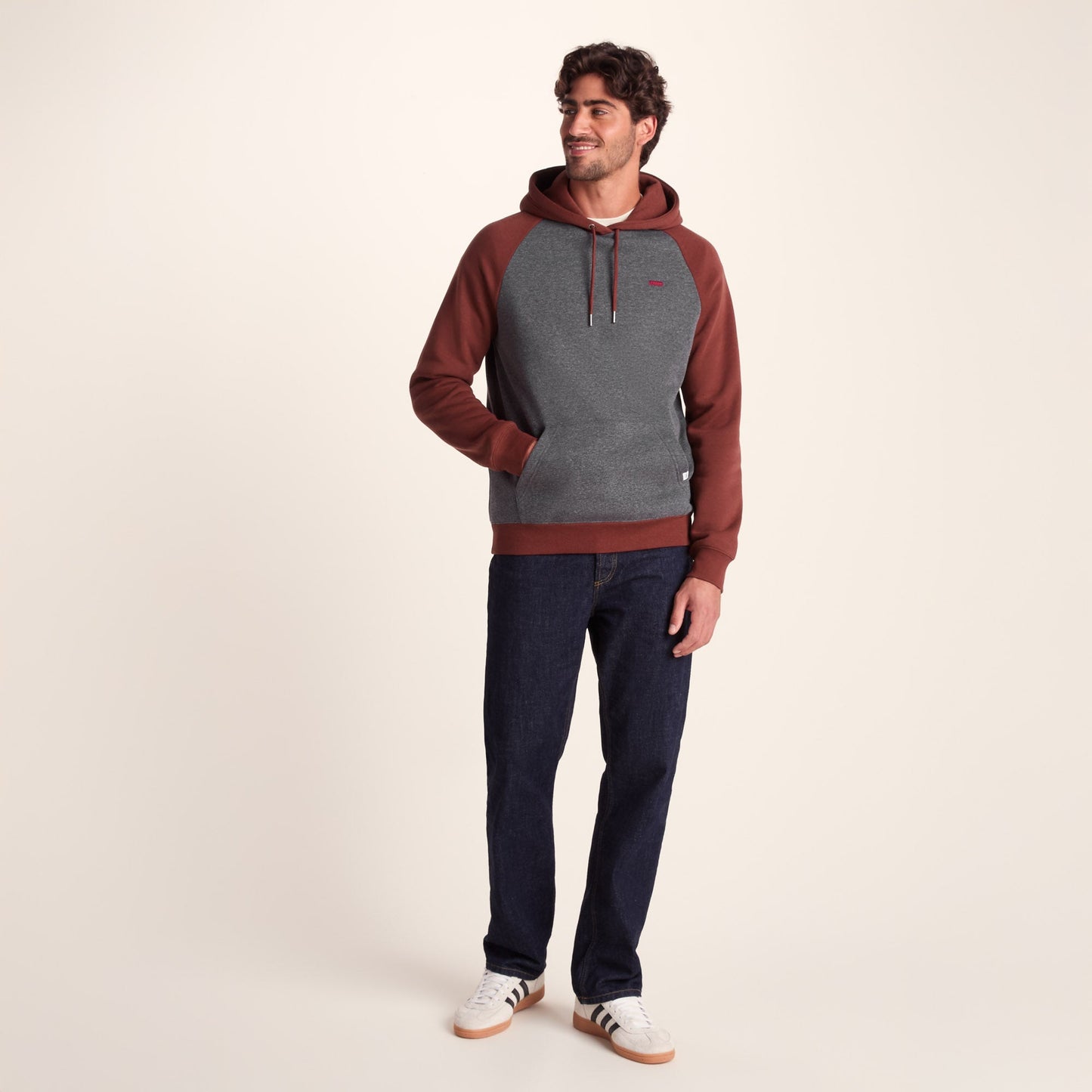 Noston Mens Supersoft Raglan Hoody - Port