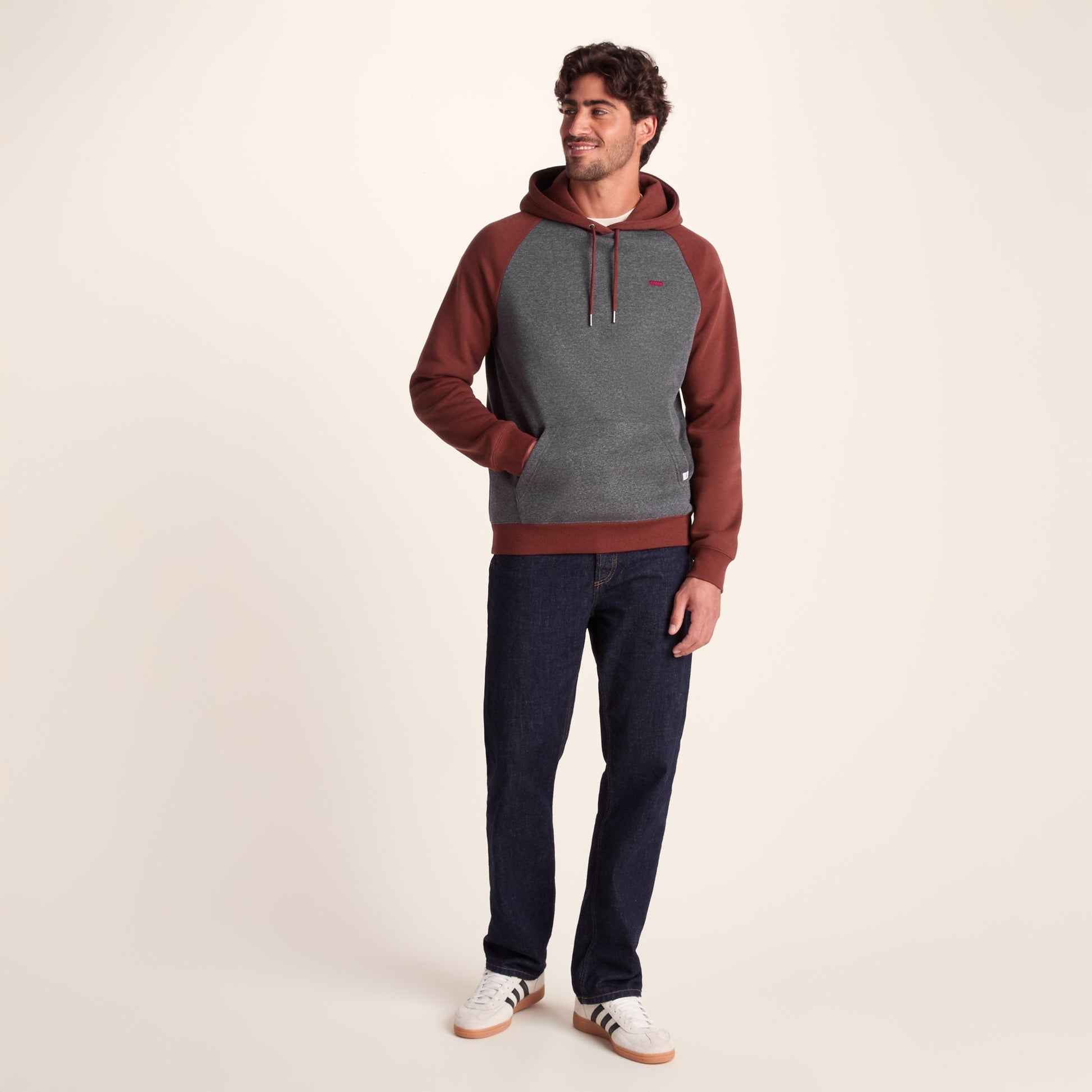 Noston Mens Supersoft Raglan Hoody - Port