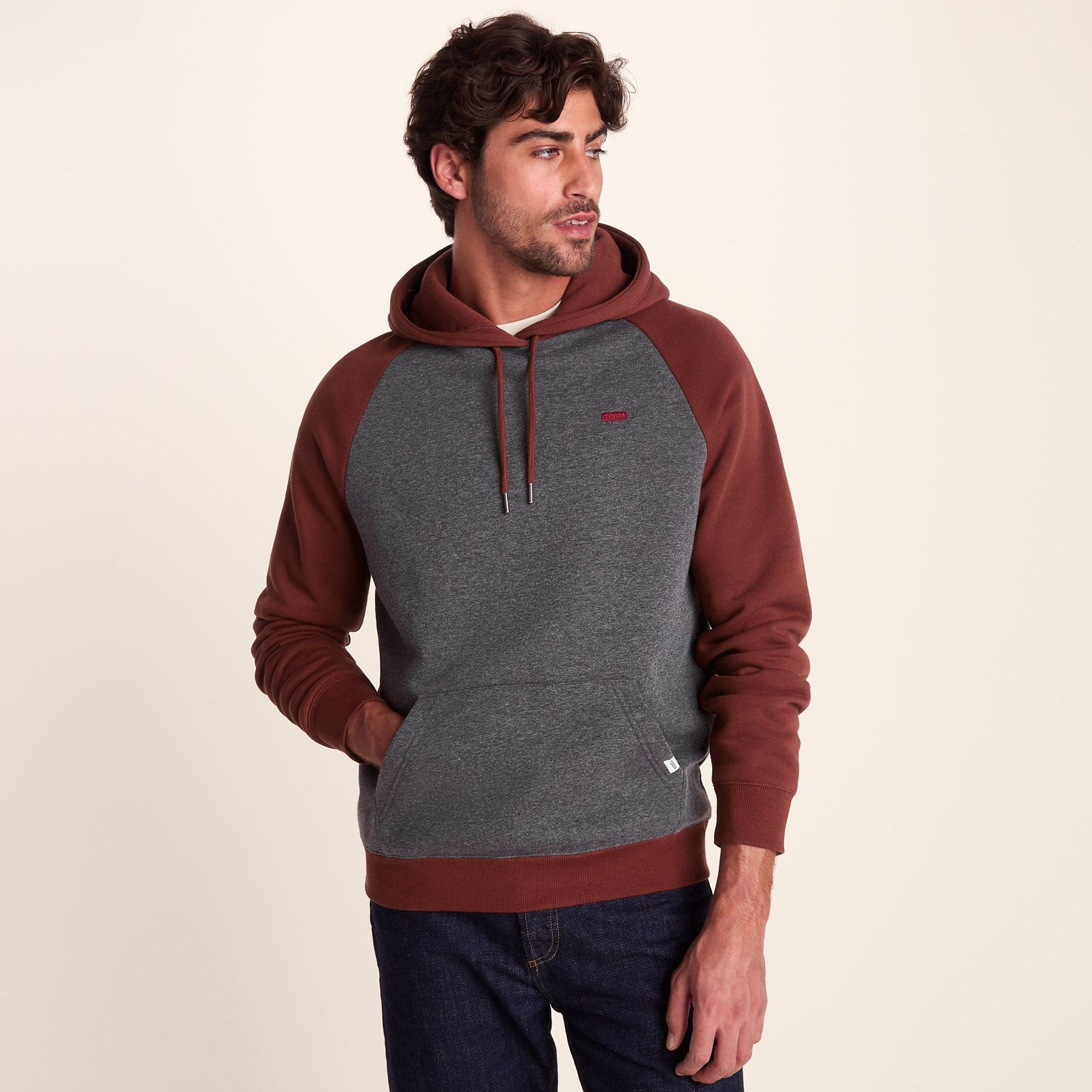 Noston Mens Supersoft Raglan Hoody - Port