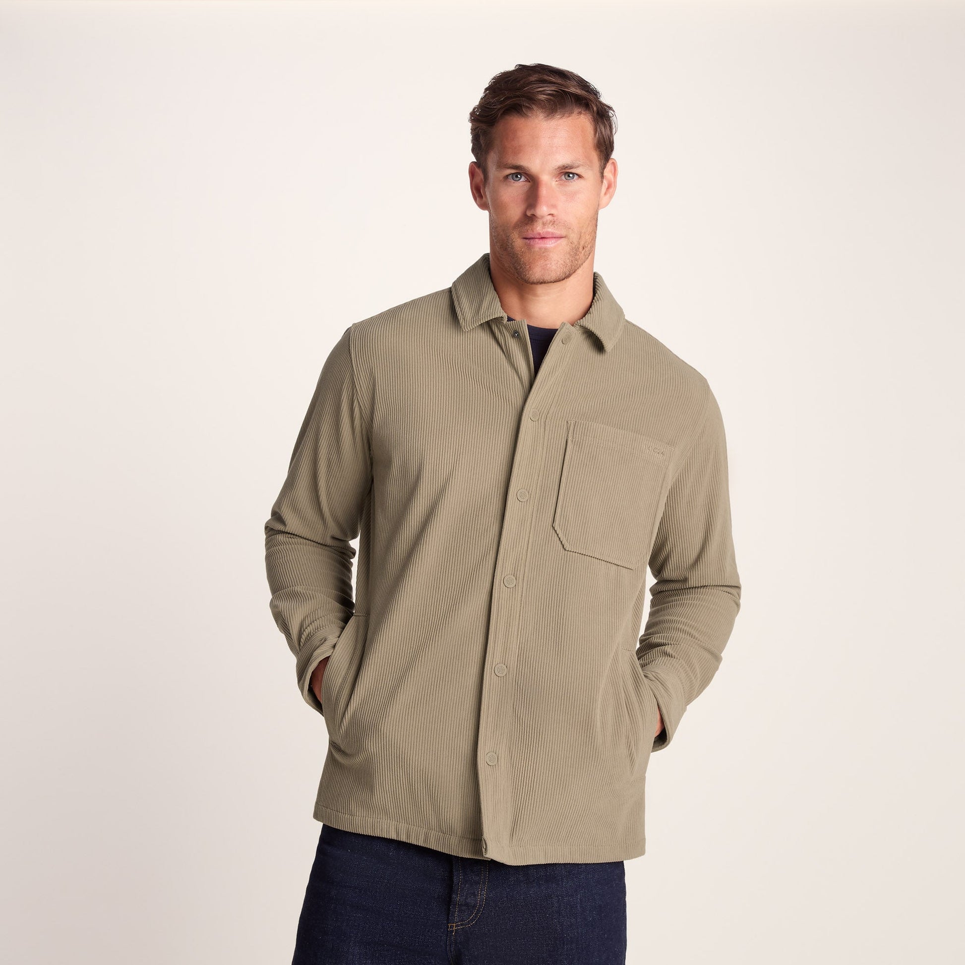 Olson Mens Chunky Corduroy Shacket - Walnut