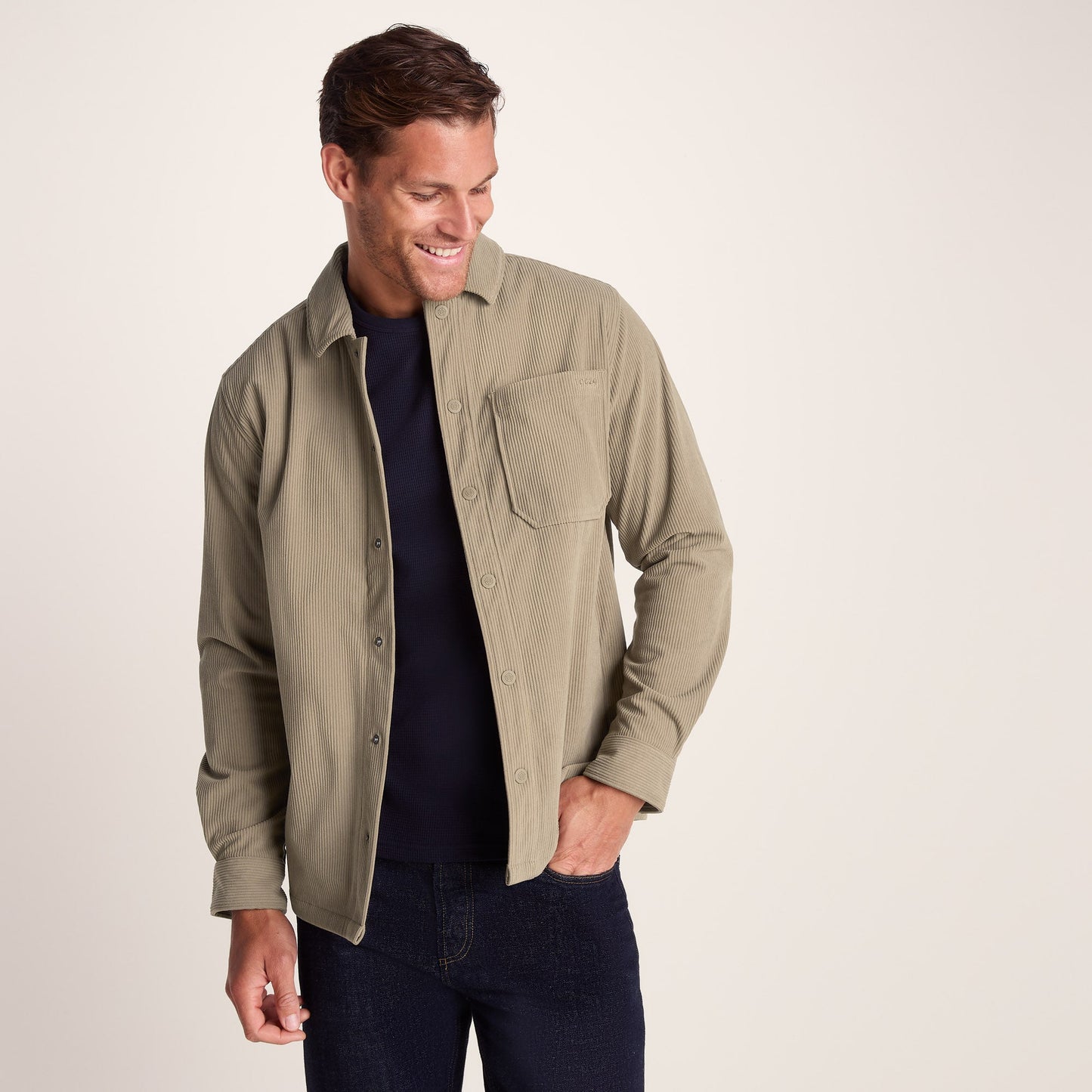 Olson Mens Chunky Corduroy Shacket - Walnut