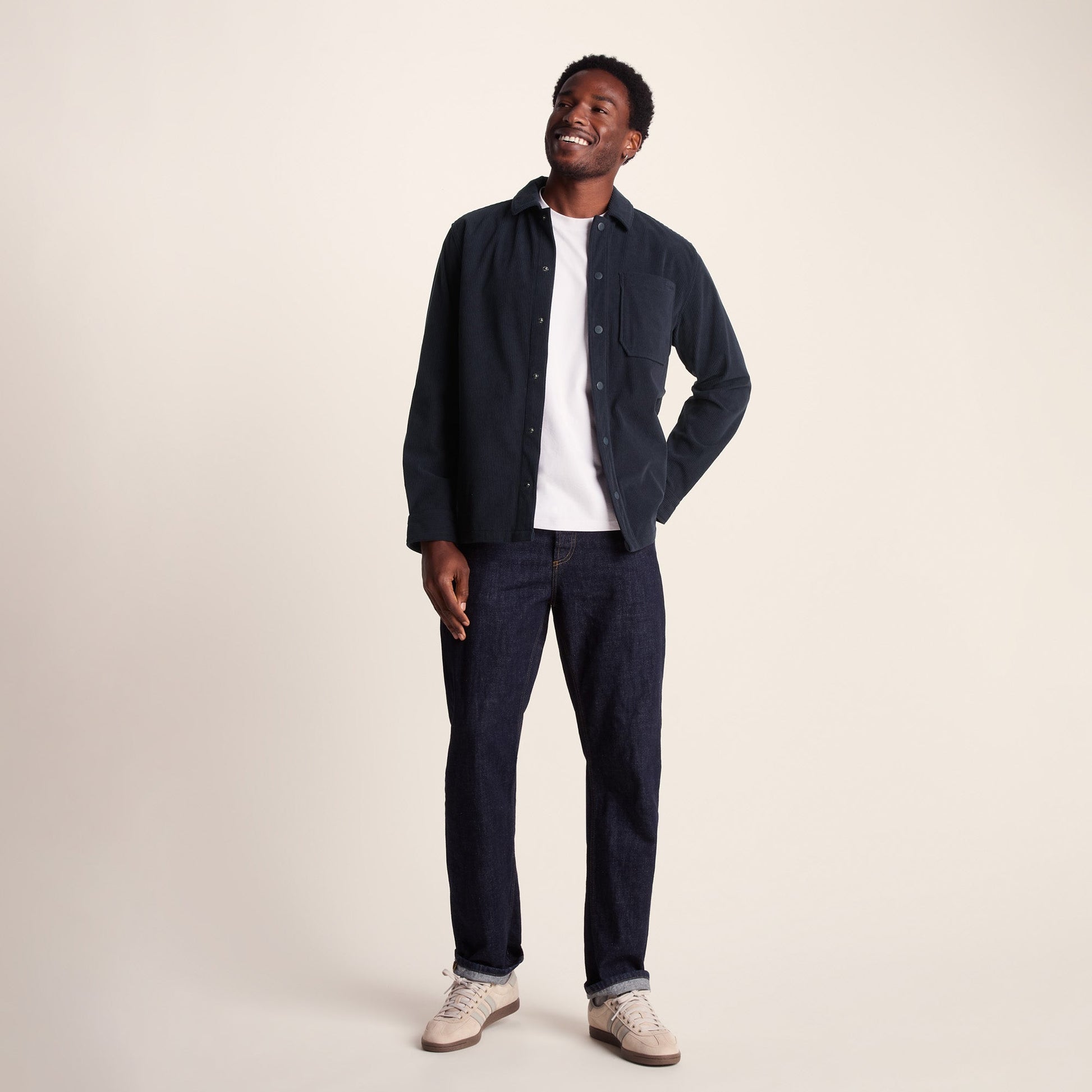 Olson Mens Chunky Corduroy Shacket - Dark Indigo