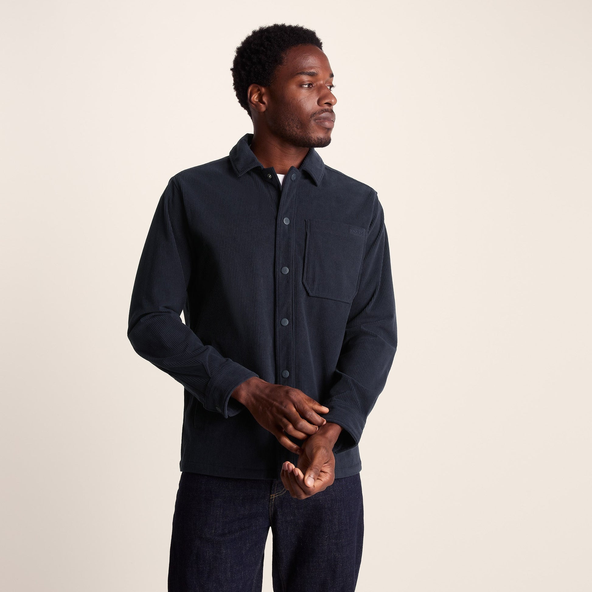 Olson Mens Chunky Corduroy Shacket - Dark Indigo