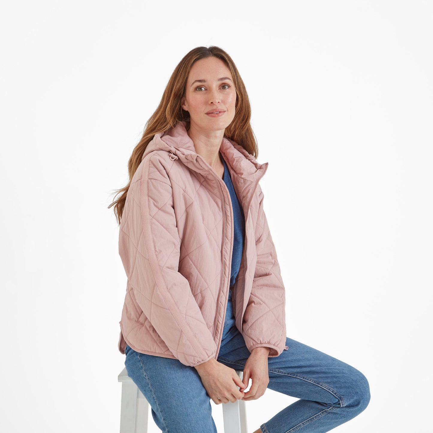 Orford Womens Hooded Packaway Padded Jacket - Faded Pink