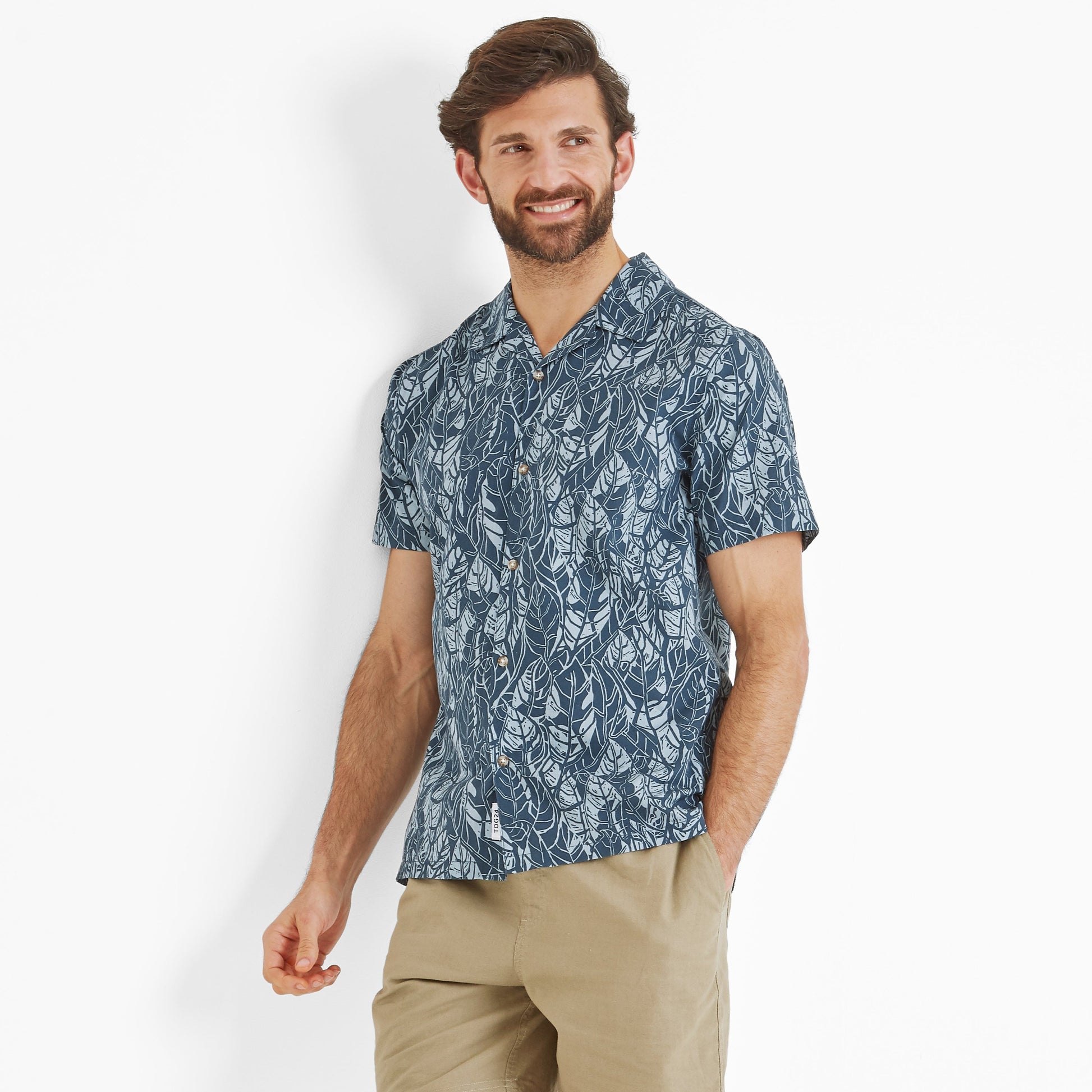 Otto Mens Short Sleeve Shirt - Night Sea Print