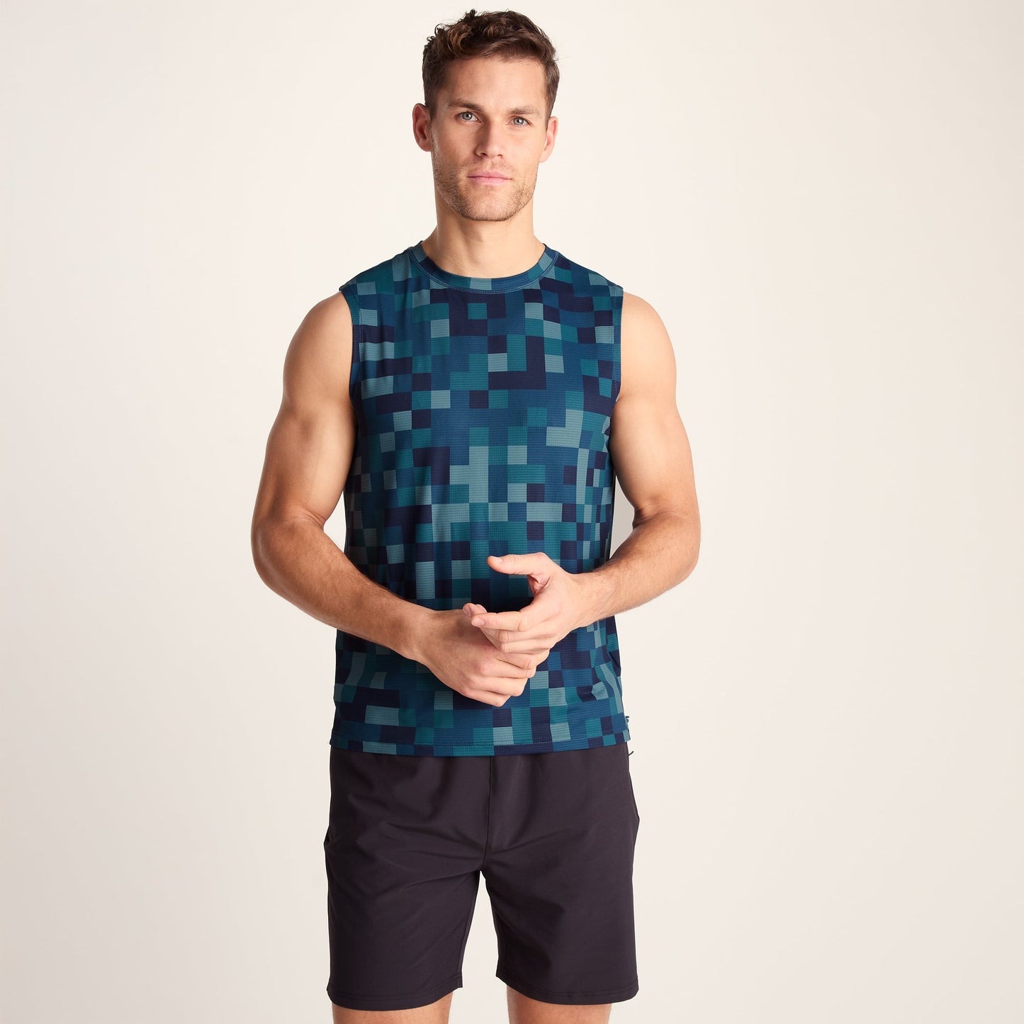 Pablo Mens Performance Vest - Inky Blue Pixel Print