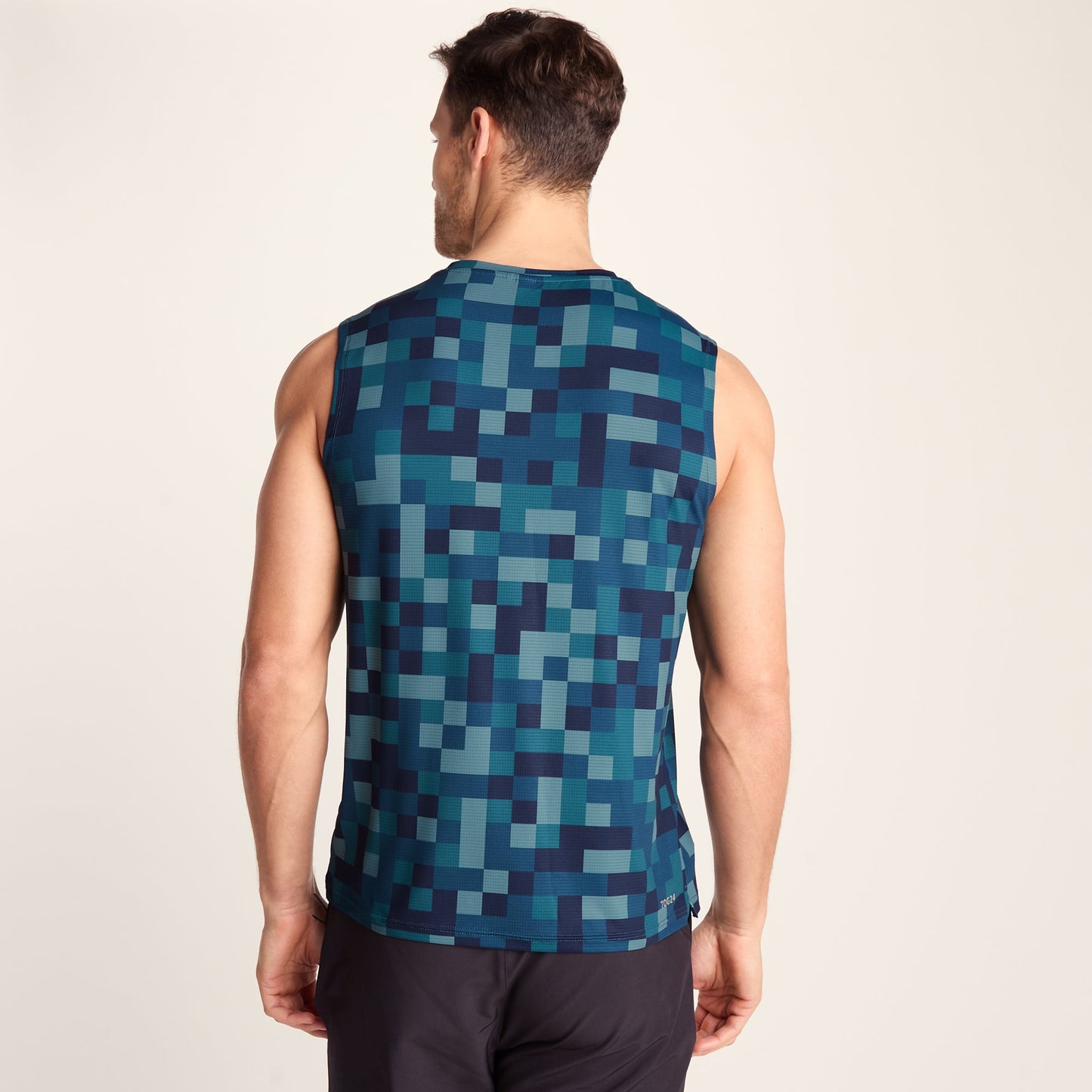 Pablo Mens Performance Vest - Inky Blue Pixel Print