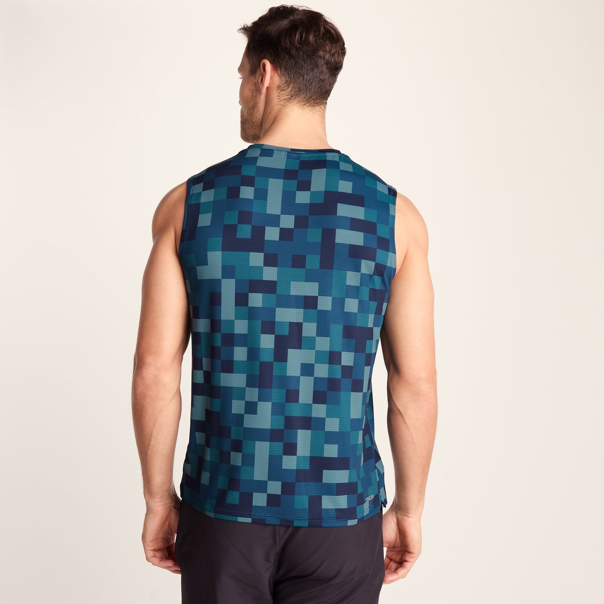 Pablo Mens Performance Vest - Inky Blue Pixel Print