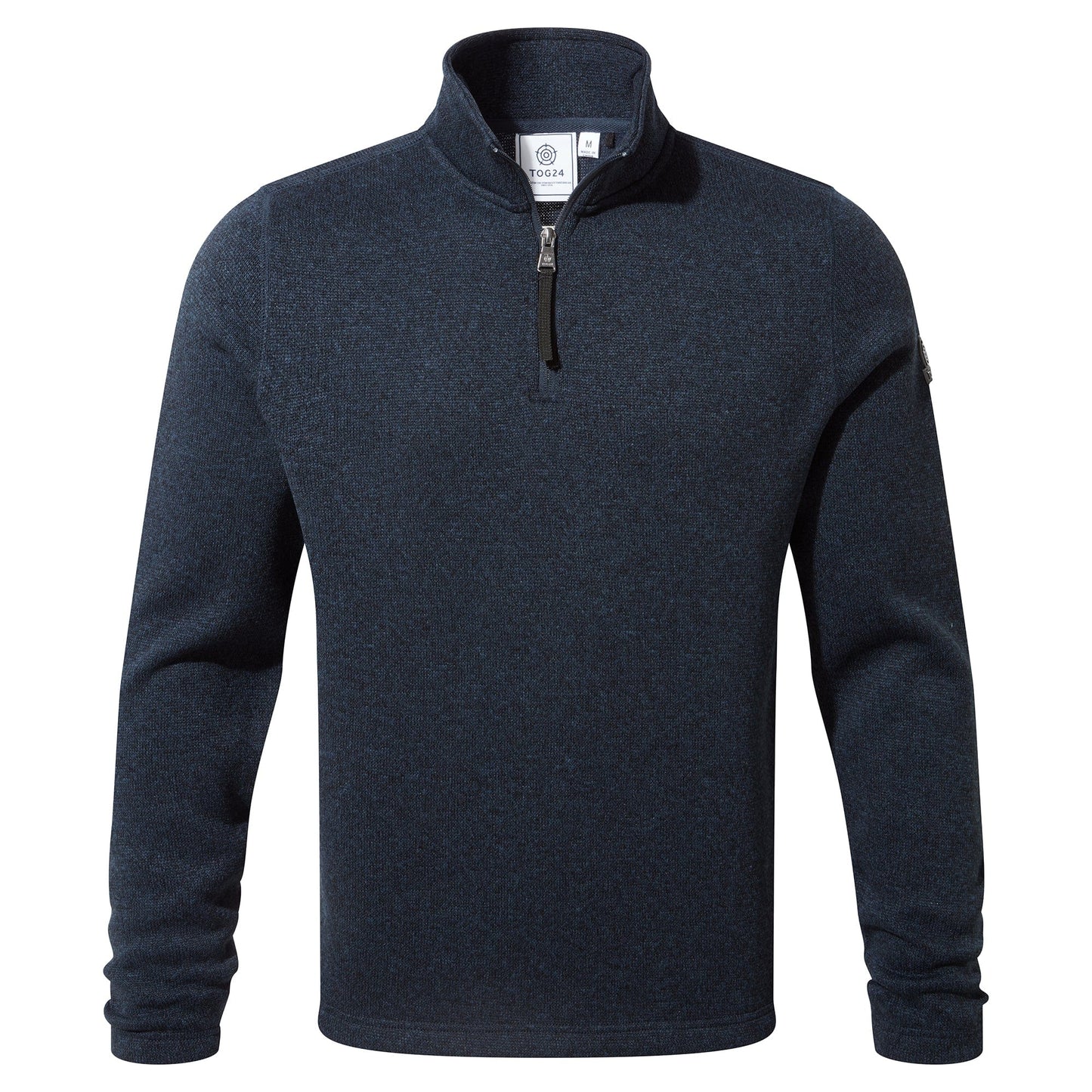 Pearson Mens Knitlook Quarter Zip Fleece - Dark Indigo Marl