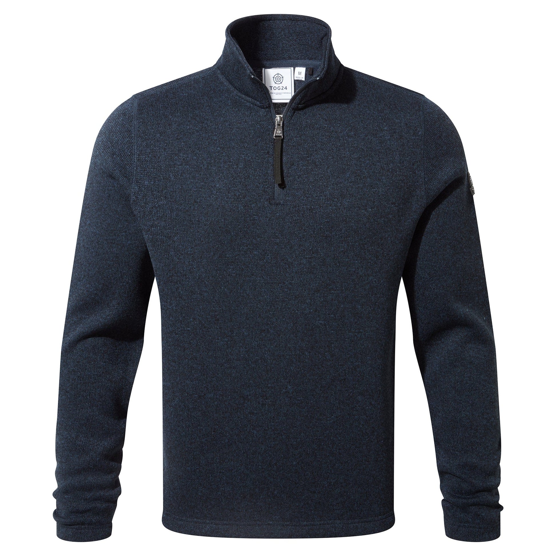 Pearson Mens Knitlook Quarter Zip Fleece - Dark Indigo Marl
