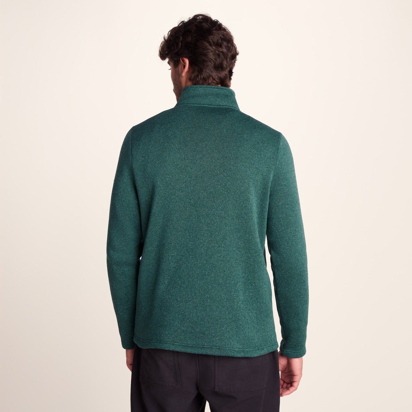 Pearson Mens Knitlook Quarter Zip Fleece - Dark Turquoise Marl