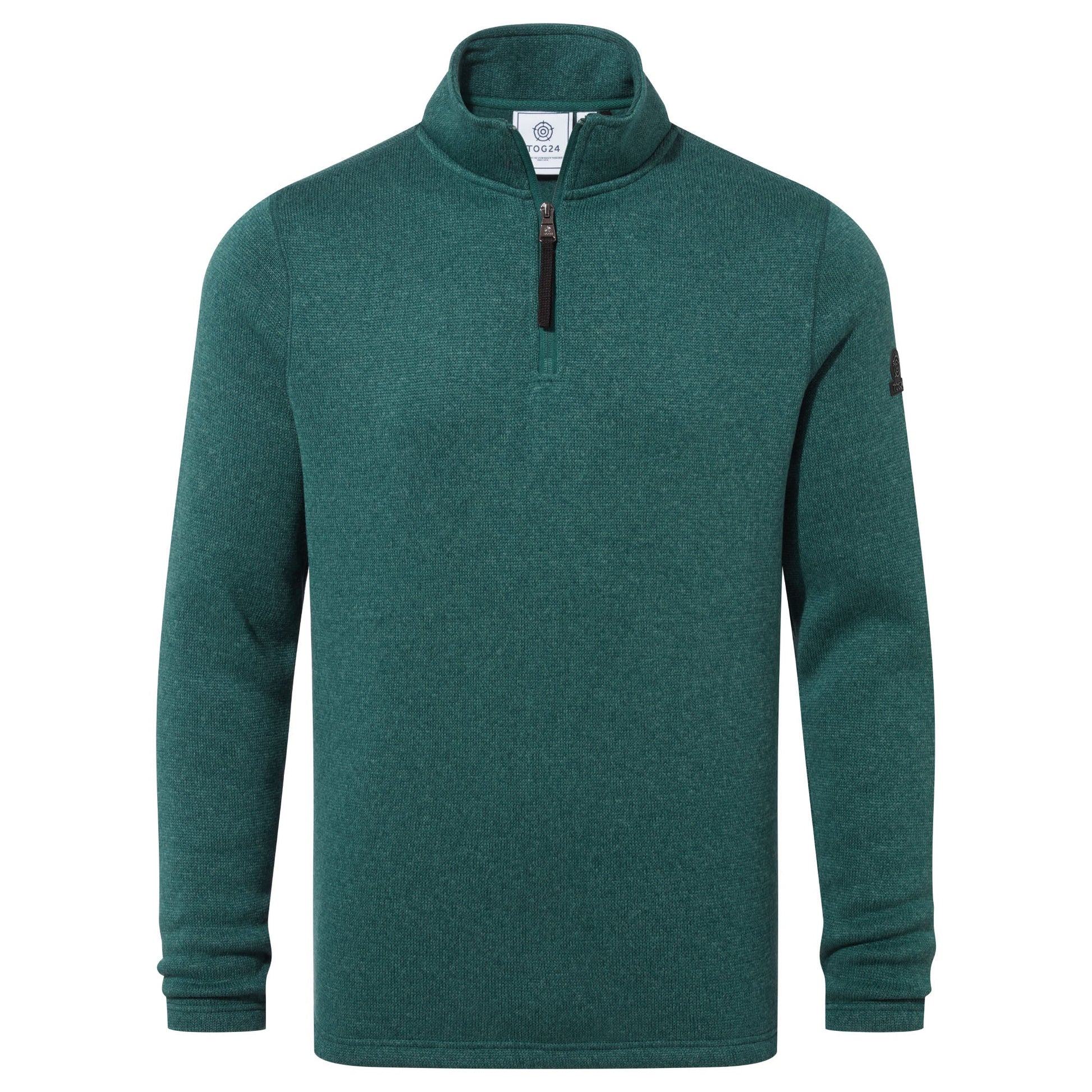 Pearson Mens Knitlook Quarter Zip Fleece - Dark Turquoise Marl