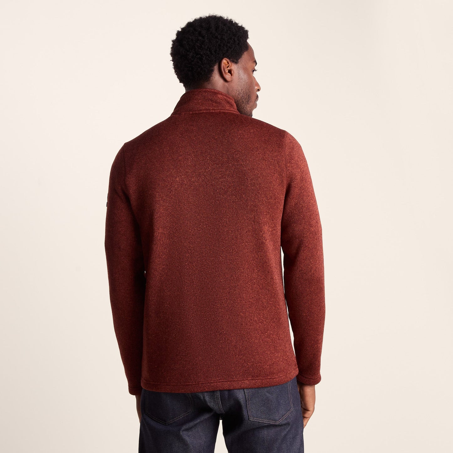 Pearson Mens Knitlook Quarter Zip Fleece - Clay Marl