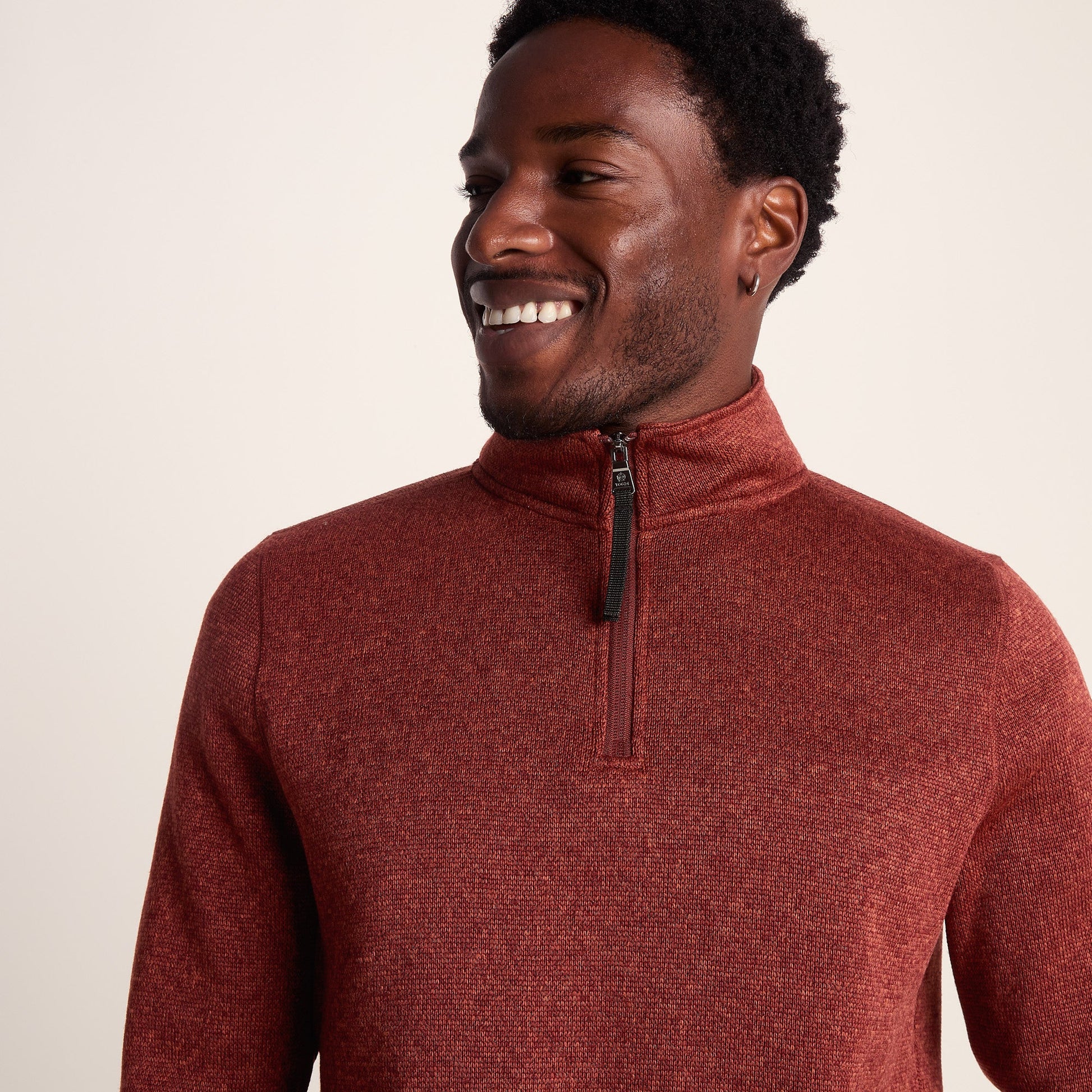 Pearson Mens Knitlook Quarter Zip Fleece - Clay Marl