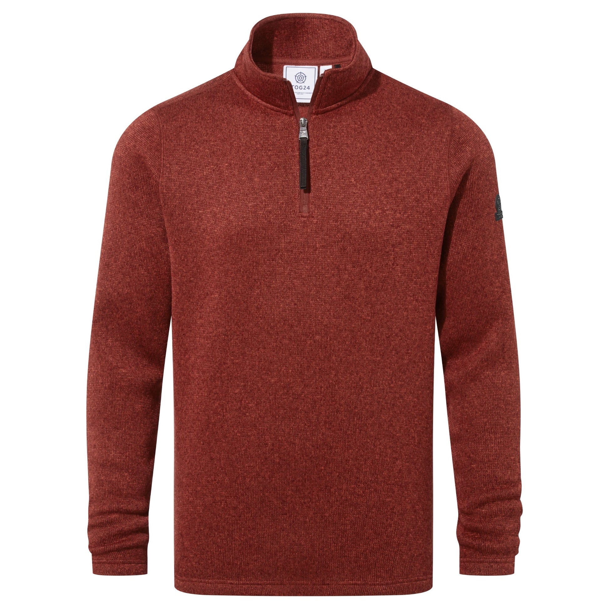 Pearson Mens Knitlook Quarter Zip Fleece - Clay Marl