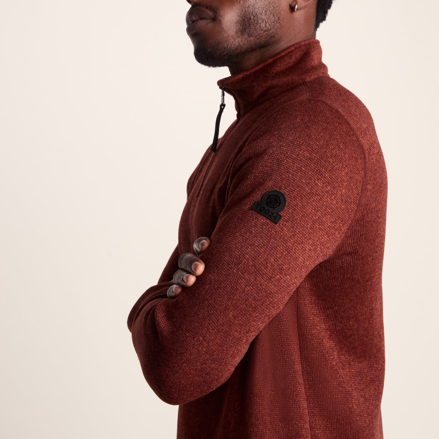 Pearson Mens Knitlook Quarter Zip Fleece - Clay Marl
