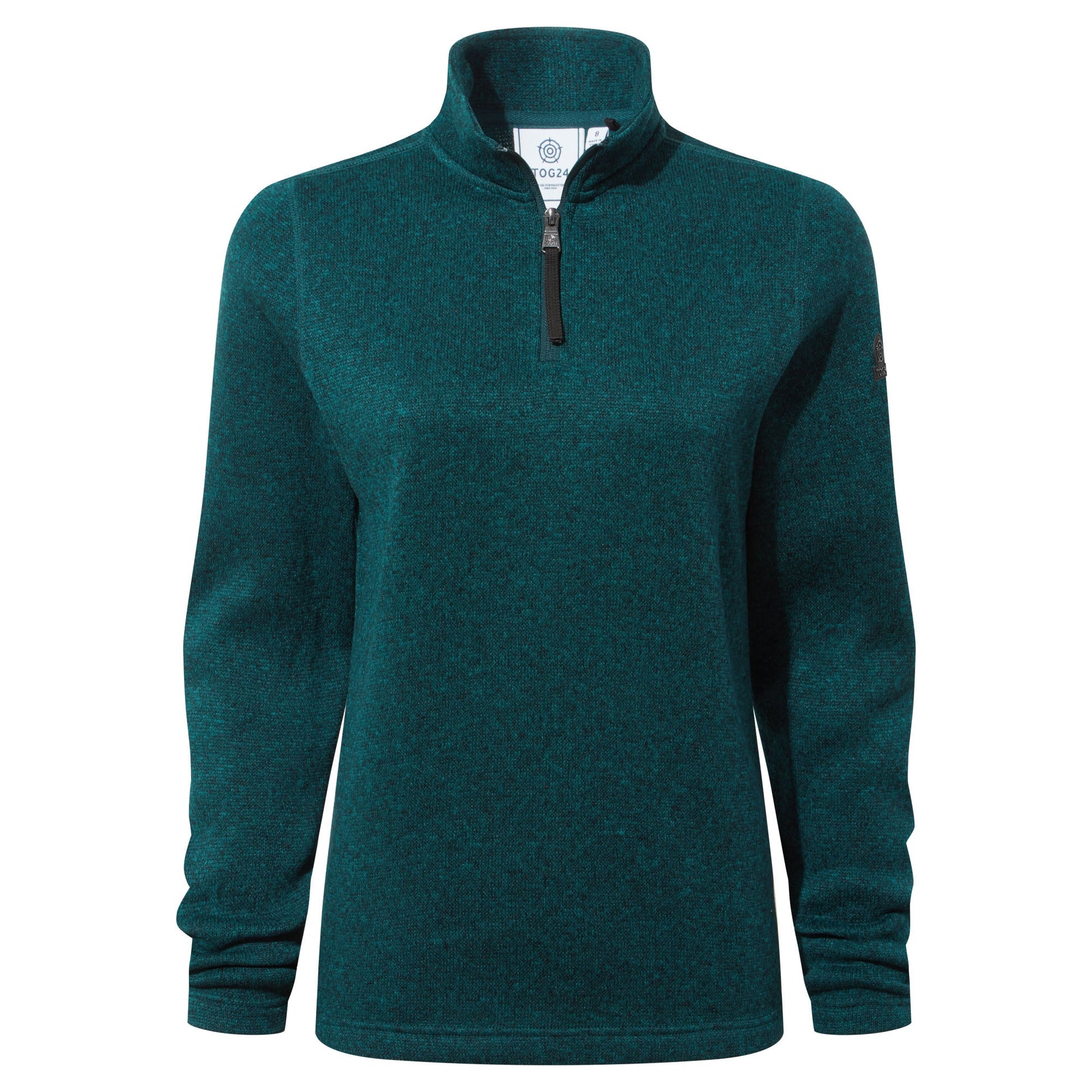 Pearson Womens Knitlook Quarter Zip Fleece - Deep Teal Marl