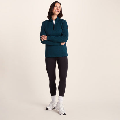 Pearson Womens Knitlook Quarter Zip Fleece - Deep Teal Marl