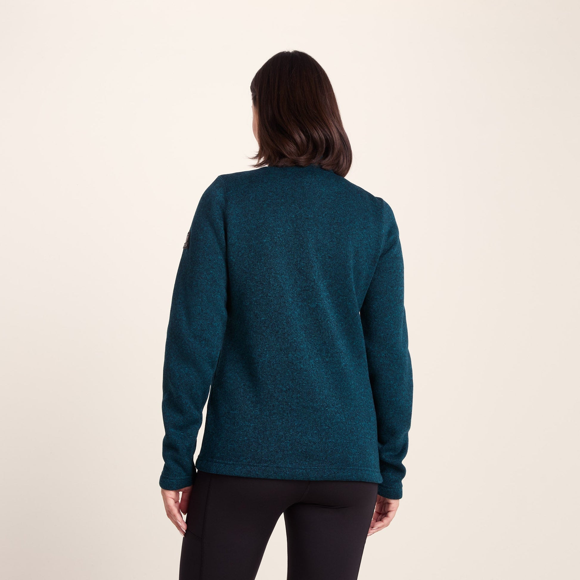Pearson Womens Knitlook Quarter Zip Fleece - Deep Teal Marl