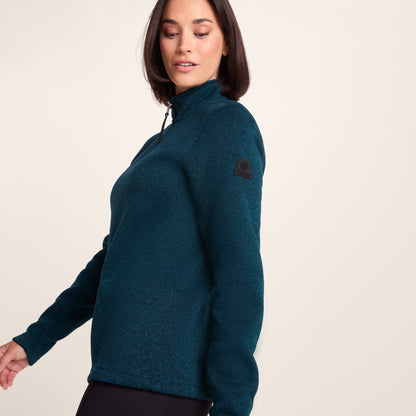 Pearson Womens Knitlook Quarter Zip Fleece - Deep Teal Marl