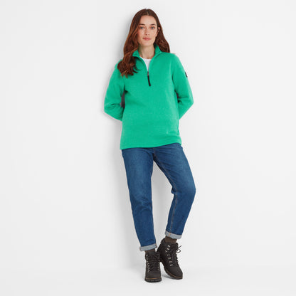 Pearson Womens Knitlook Quarter Zip Fleece - Jade Marl