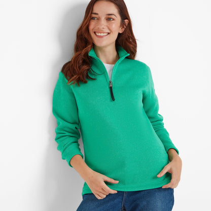 Pearson Womens Knitlook Quarter Zip Fleece - Jade Marl