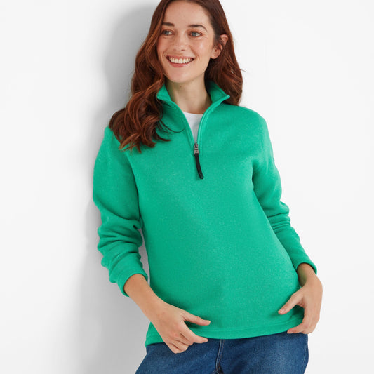 Pearson Womens Knitlook Quarter Zip Fleece - Jade Marl