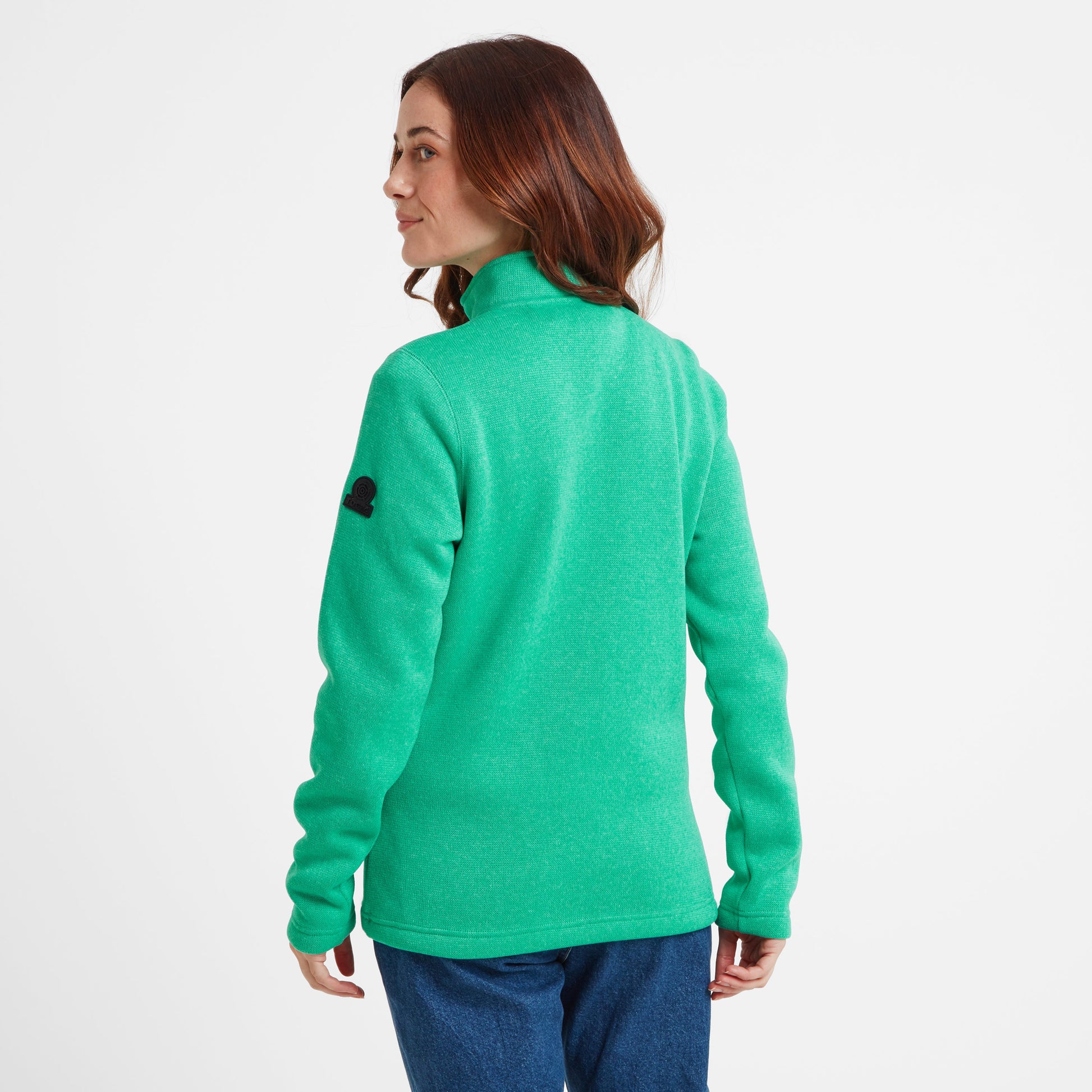 Pearson Womens Knitlook Quarter Zip Fleece - Jade Marl