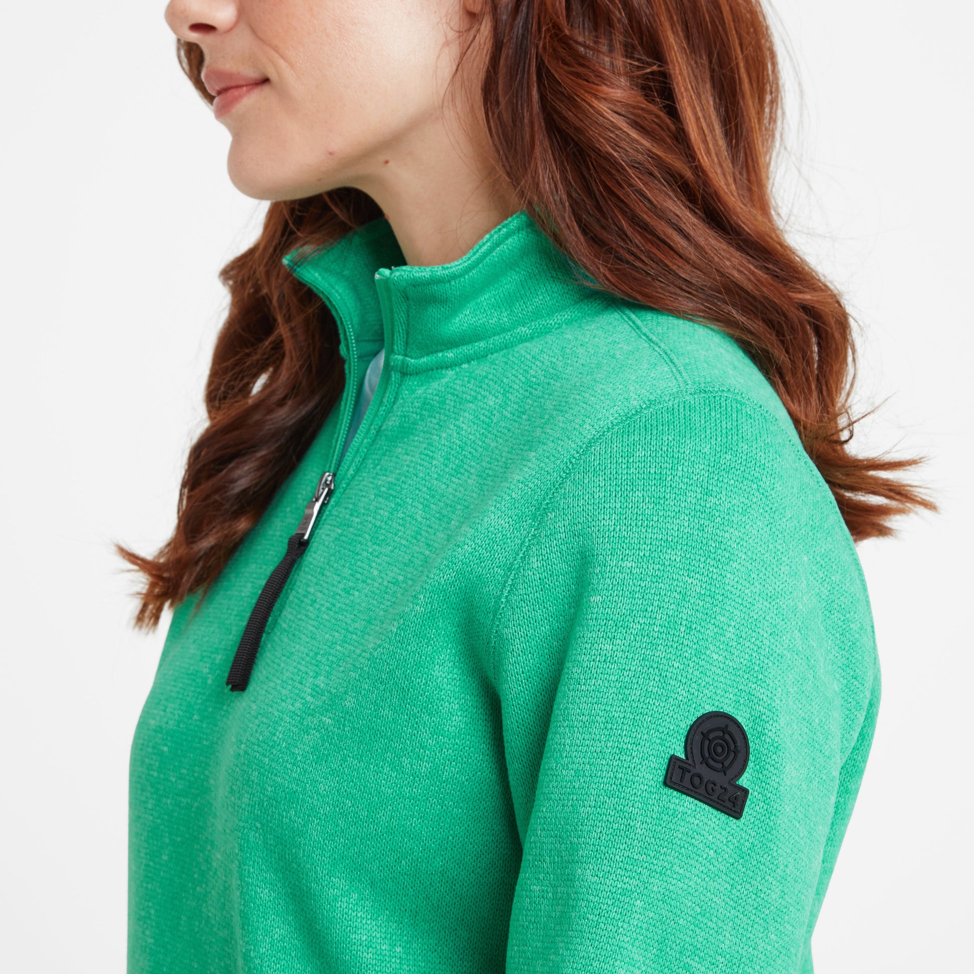 Pearson Womens Knitlook Quarter Zip Fleece - Jade Marl