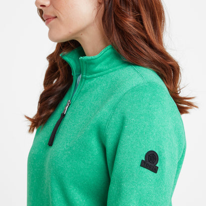 Pearson Womens Knitlook Quarter Zip Fleece - Jade Marl