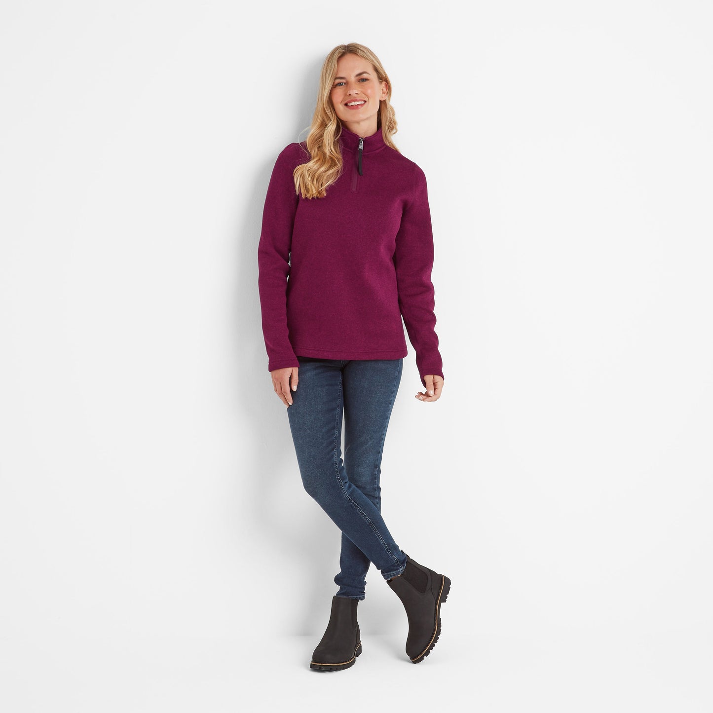 Pearson Womens Knitlook Quarter Zip Fleece - Purple Berry Marl