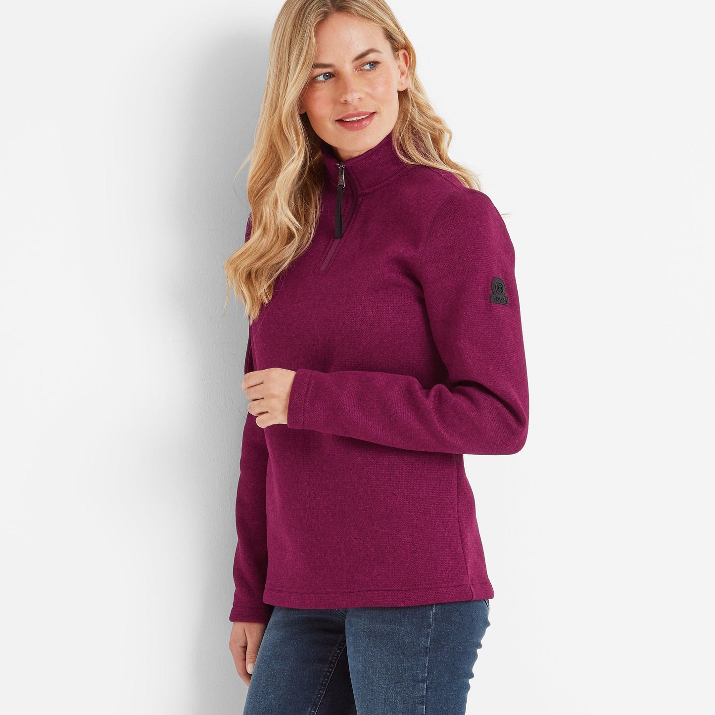 Pearson Womens Knitlook Quarter Zip Fleece - Purple Berry Marl